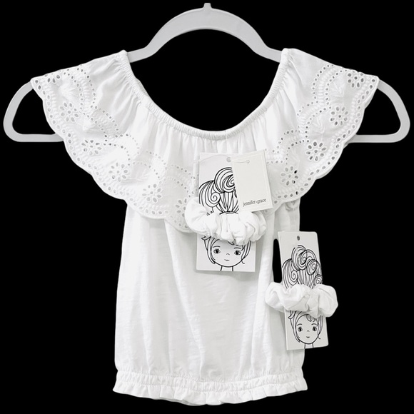 Eyelet Ruffle Neck Top Girl - Picture 4 of 11